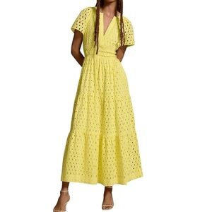 Anthropologie The Somerset Maxi Dress Women’s Size XS Eyelet Edition Yellow